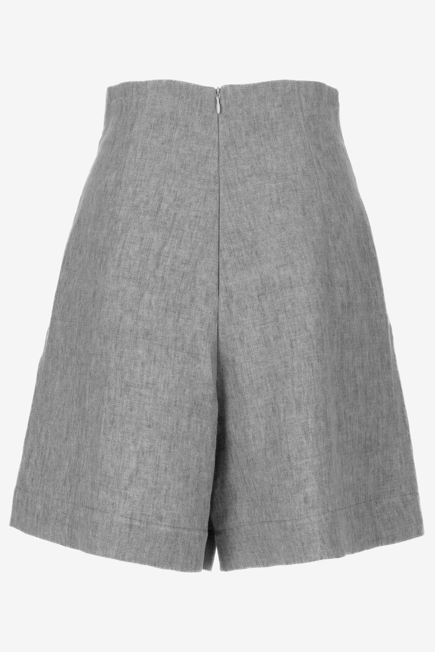 High-Waisted Linen Shorts with Skirt Effect