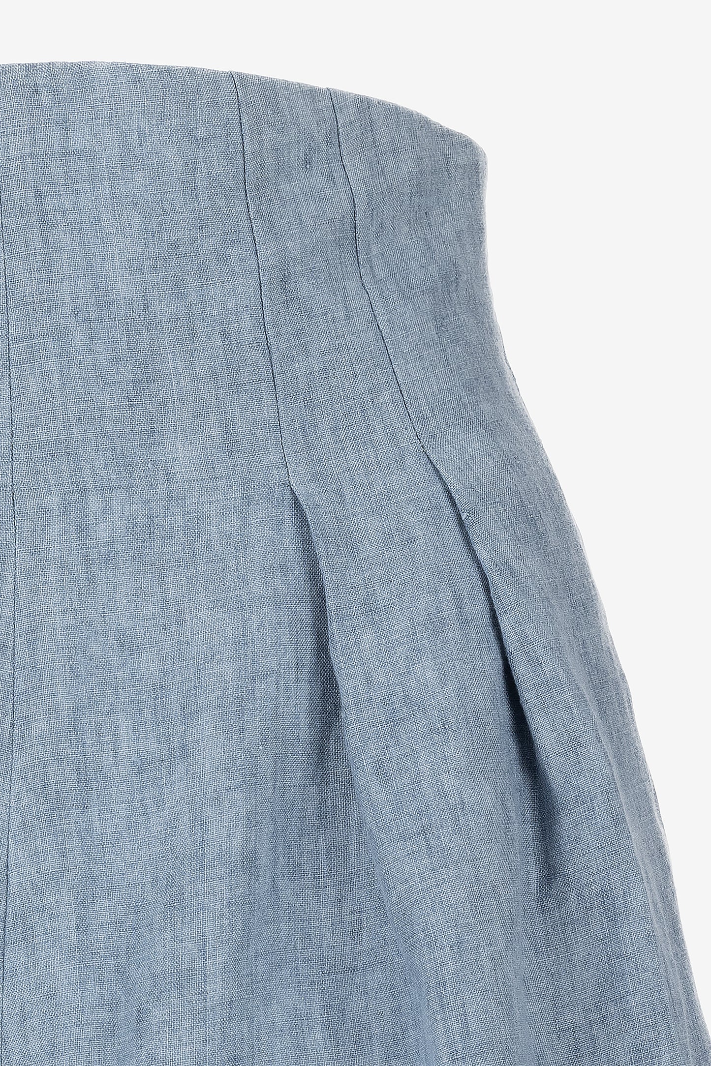 High-Waisted Linen Shorts with Skirt Effect