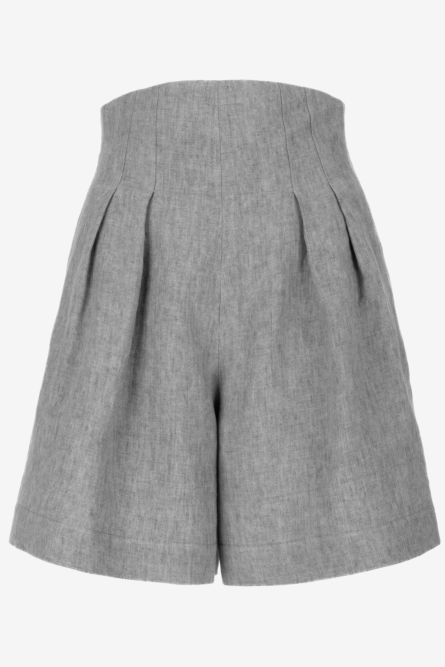 High-Waisted Linen Shorts with Skirt Effect