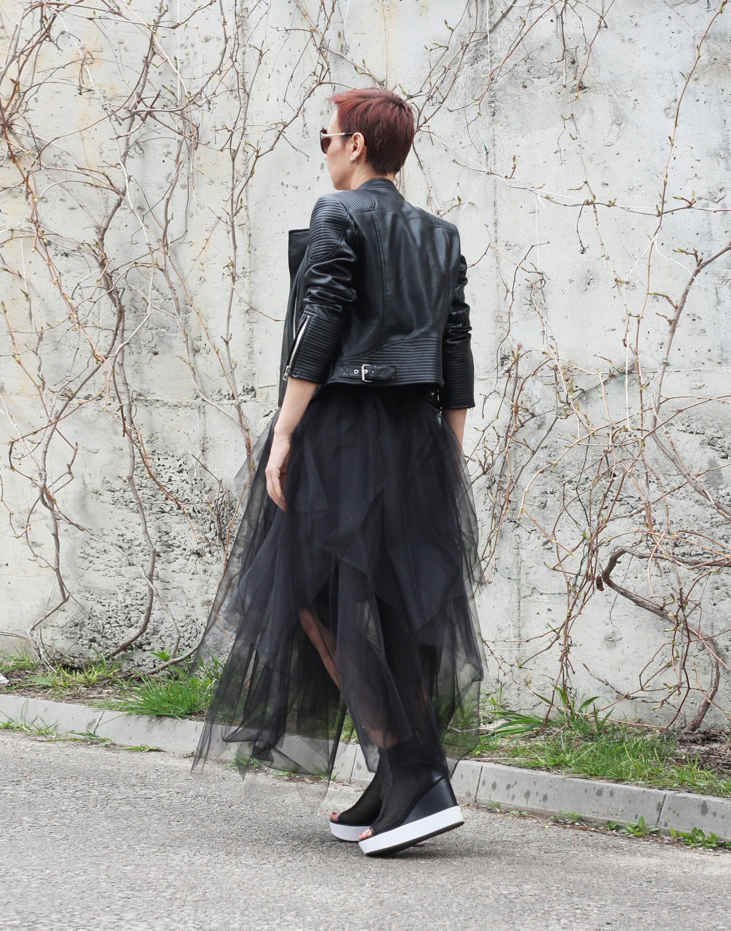 Black Layered tulle skirt Back View