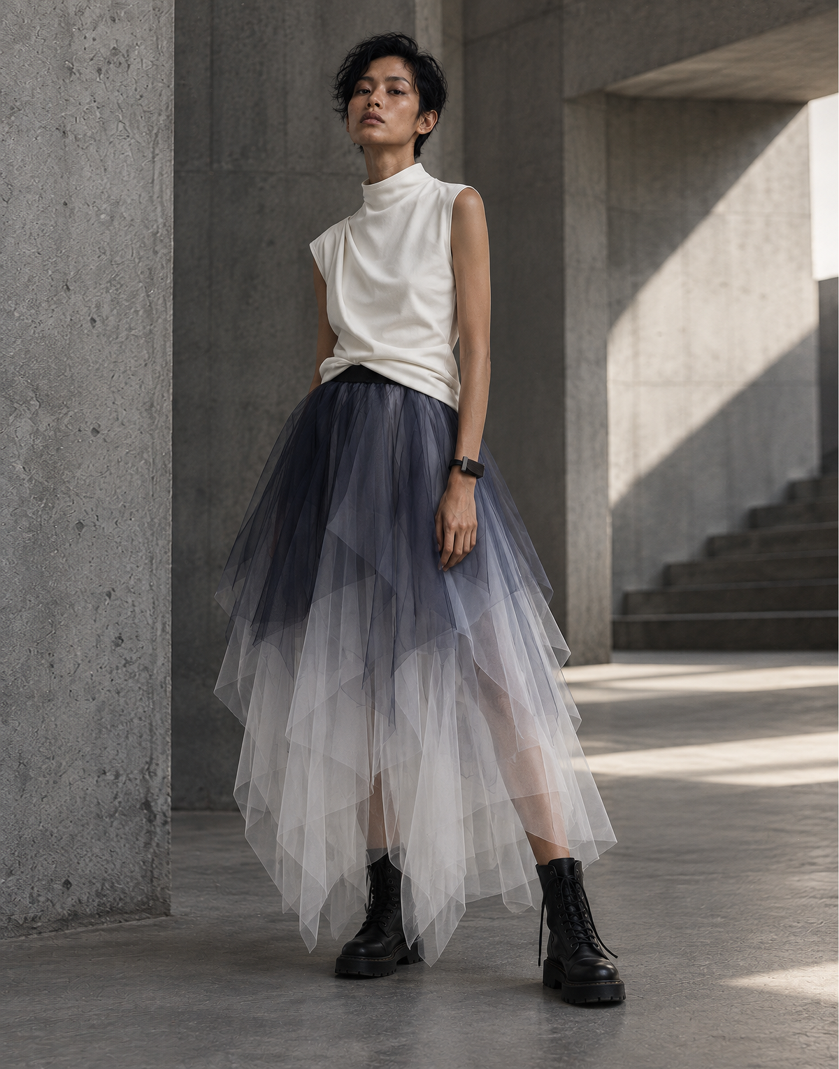 Gradient Layered Tulle Skirt - Elegant Occasion Wear