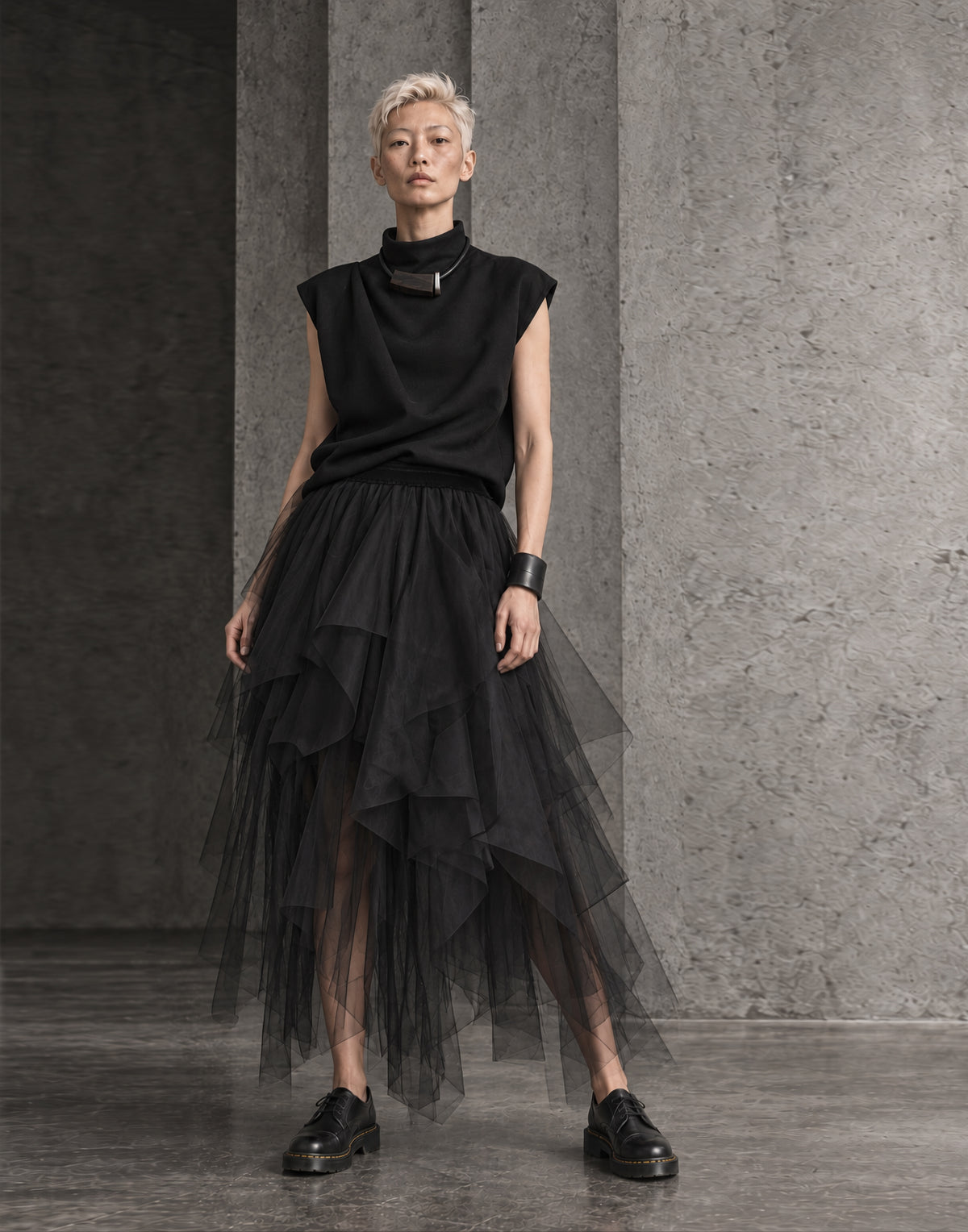 Black Layered Tulle Skirt - Elegant Occasion Wear