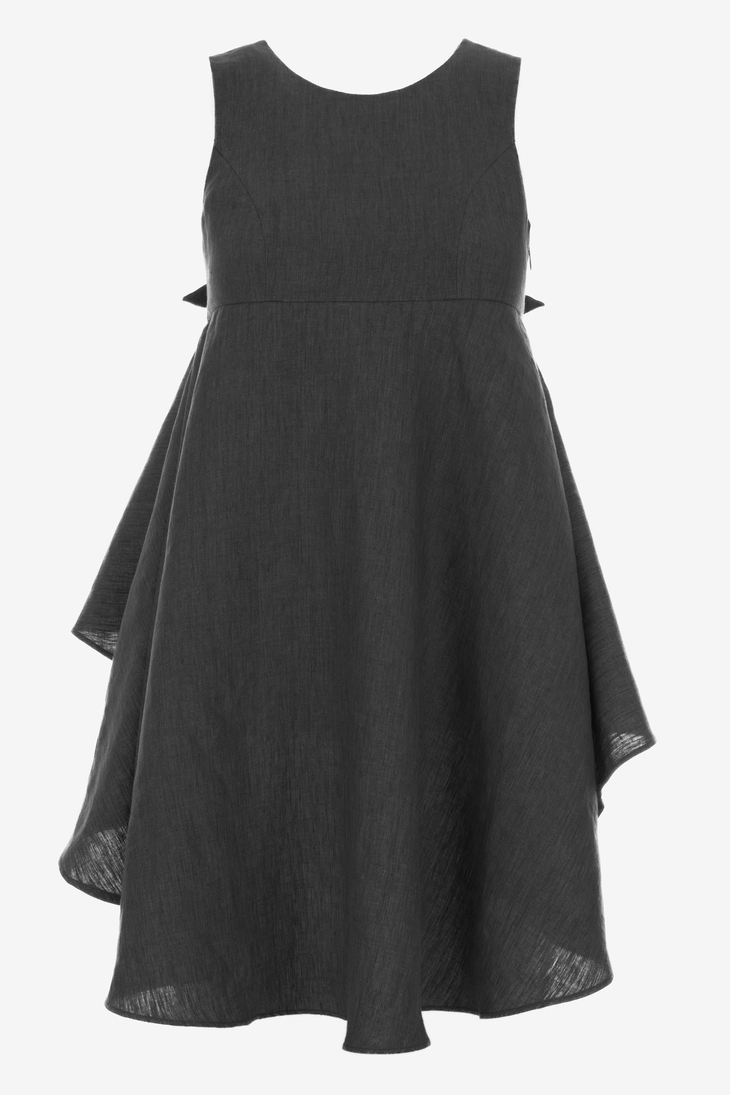 Asymmetric Linen Artist’s Top with Horn Buttons – Sculptural Back Design