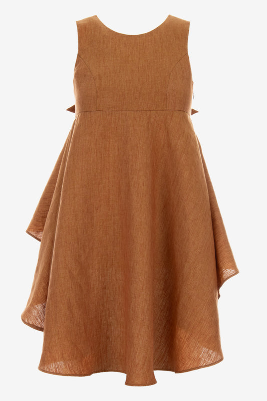 Asymmetric Linen Artist’s Top with Horn Buttons – Sculptural Back Design