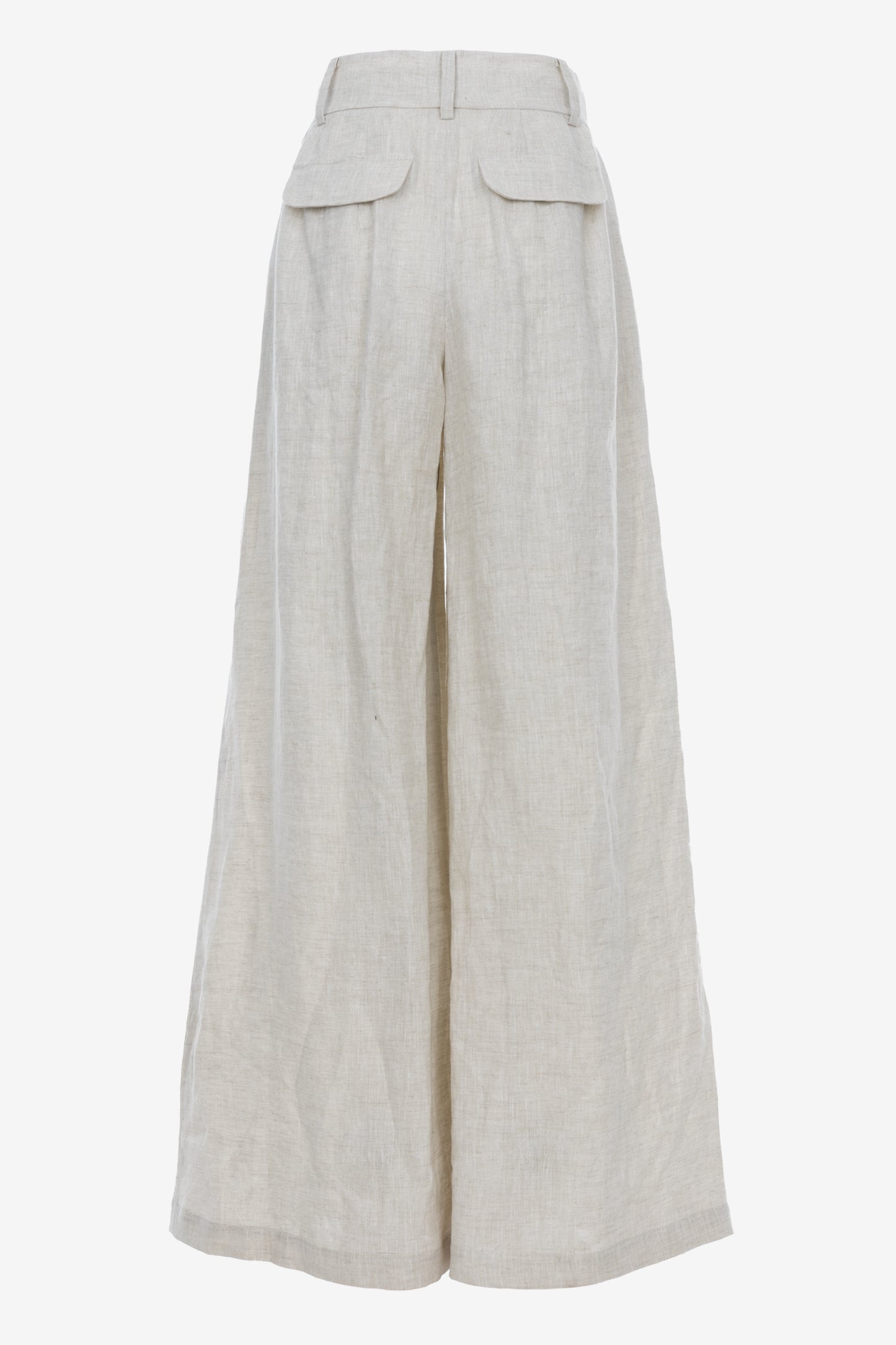 Wide-Leg Linen Trousers with Belt and Pockets