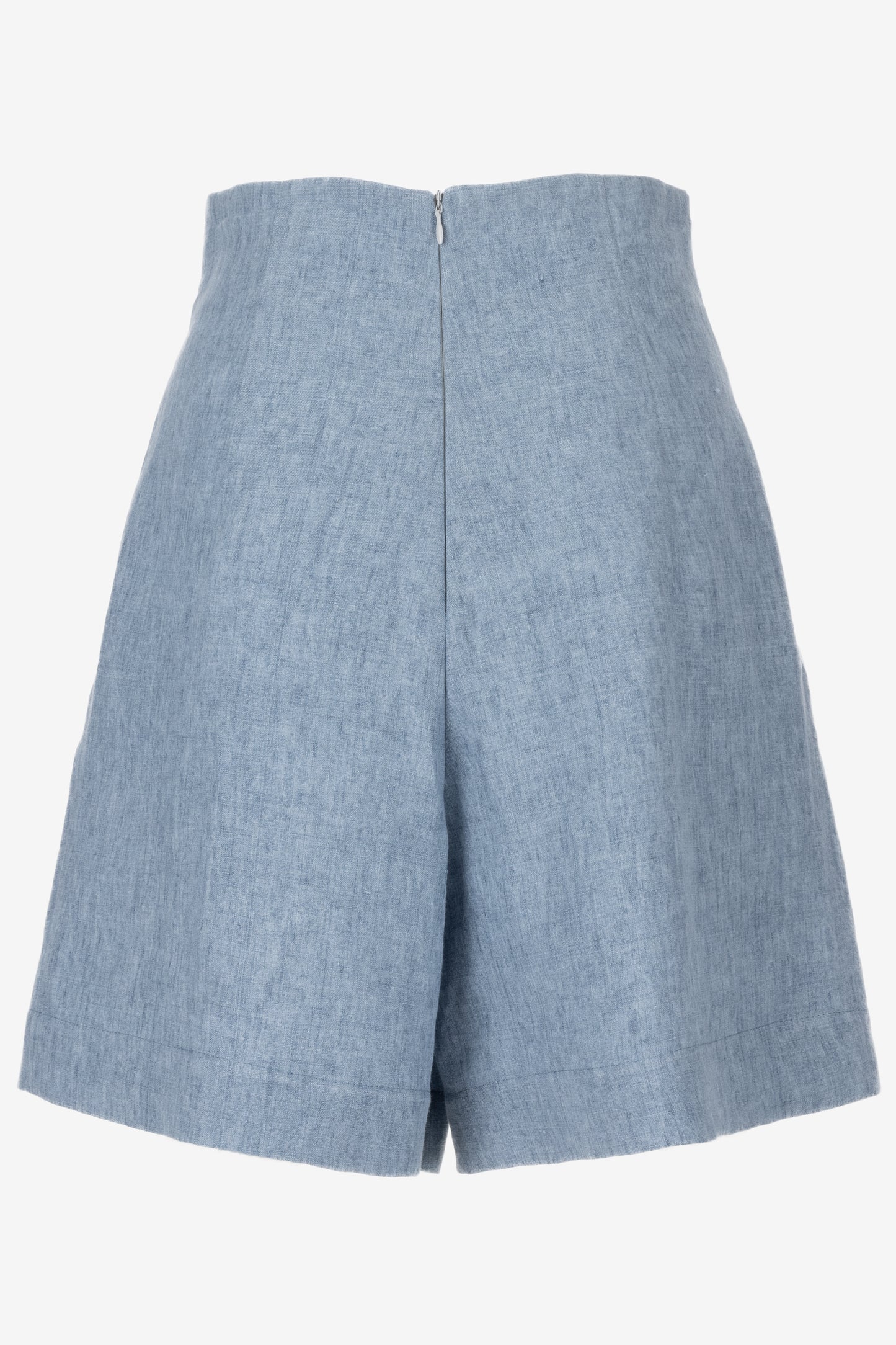 High-Waisted Linen Shorts with Skirt Effect