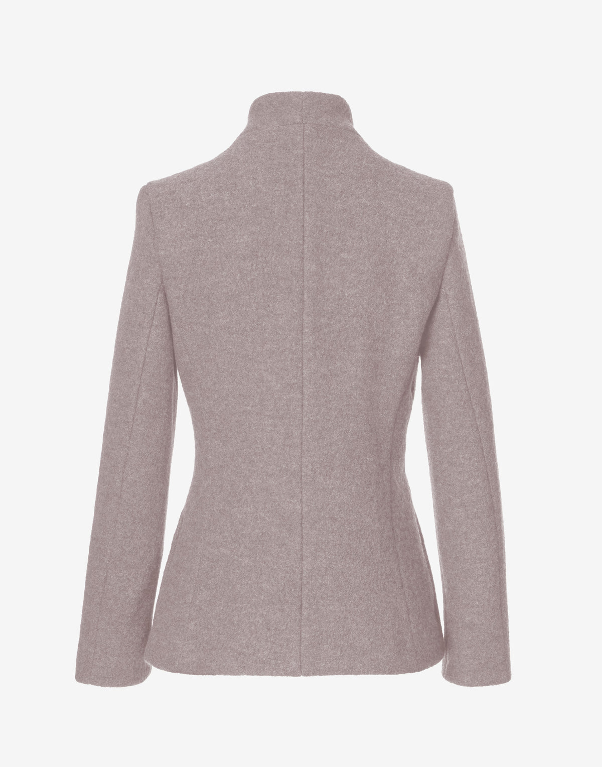 Ash Pink Wool Jacket with Asymmetric Zip – Cropped Coat in Virgin Wool by Jana Coshe