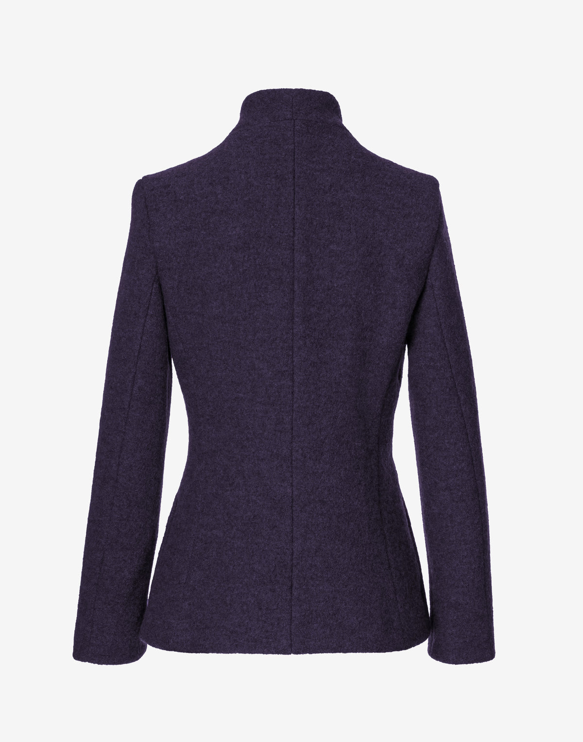Purple Wool Jacket with Asymmetric Zip – Cropped Coat in Virgin Wool by Jana Coshe