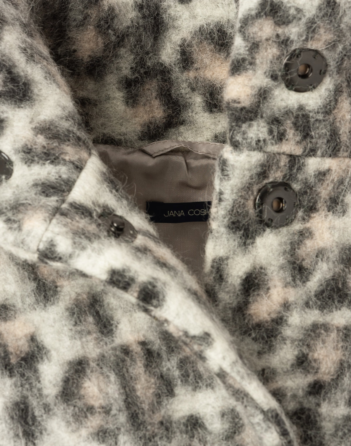 Snow Leopard Wool Coat with Sculptural High Collar