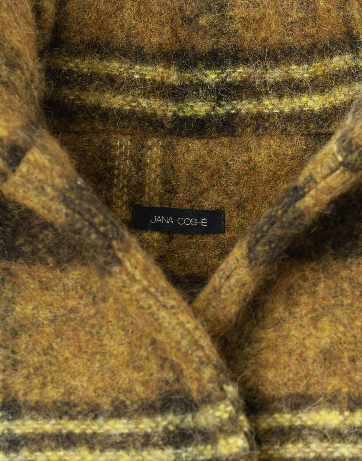 Checked Alpaca & Mohair Coat with Sculptural High Collar
