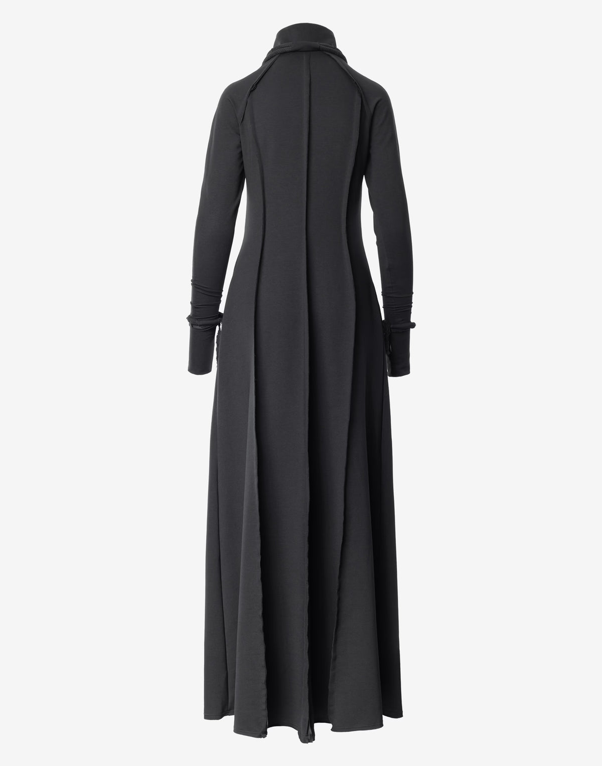 Black Maxi Dress with High Neck and Rope Details