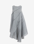 Stone Blue Cascade Linen Dress - Asymmetric Sculptural Dress