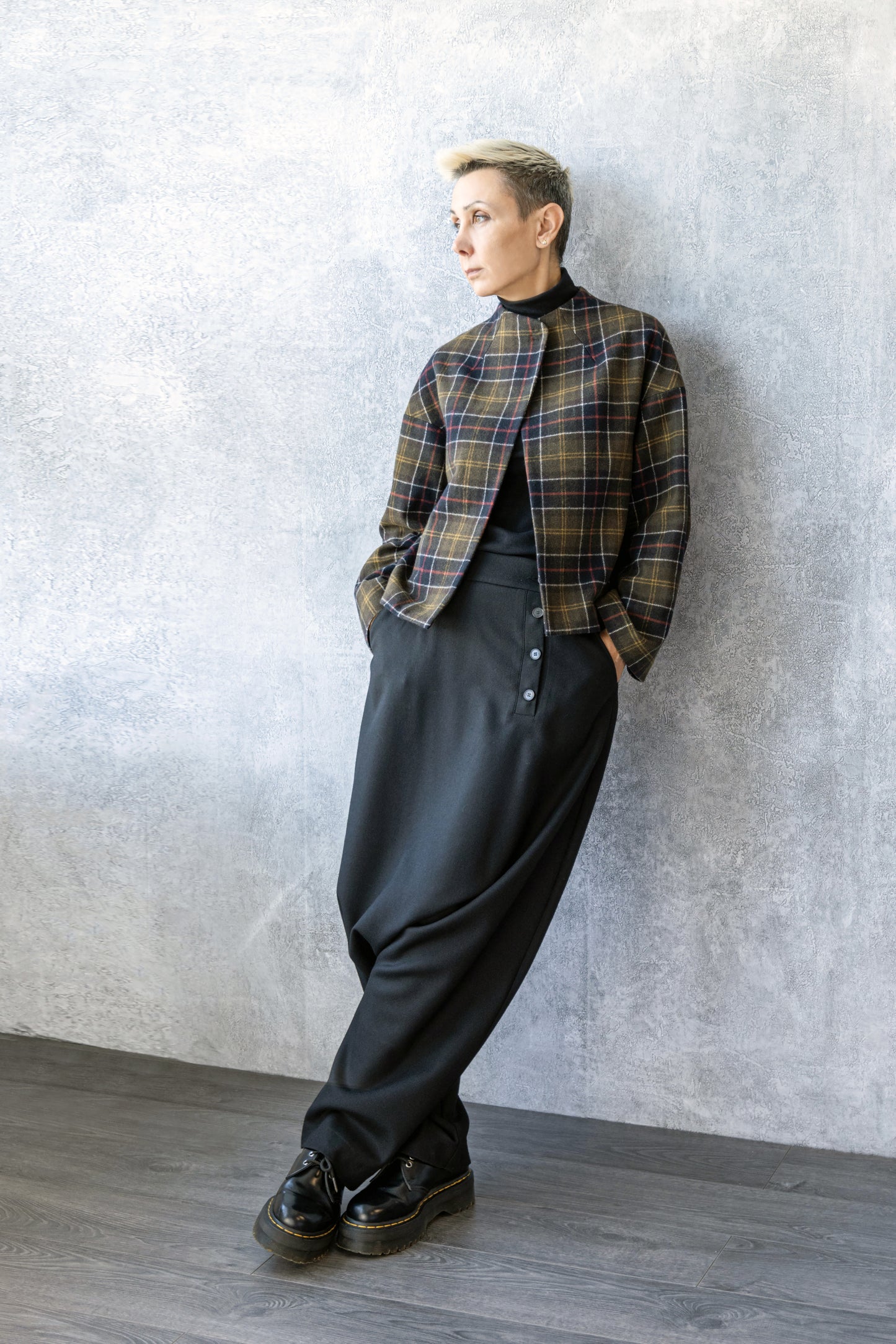 Back view of Jana Coshe wool tartan jacket