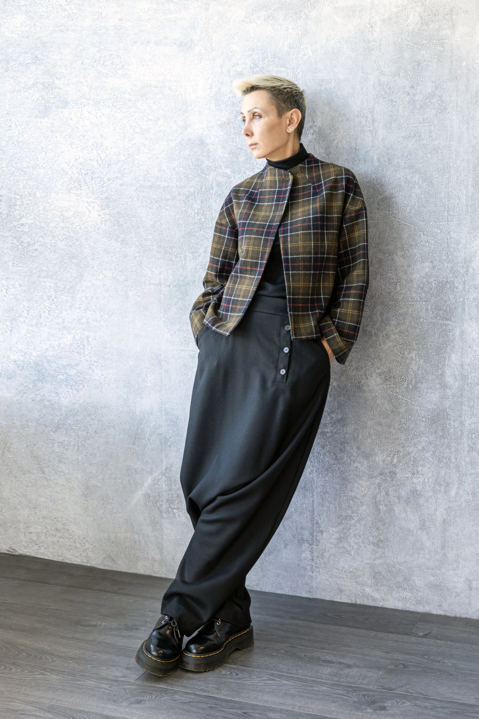 Back view of Jana Coshe wool tartan jacket