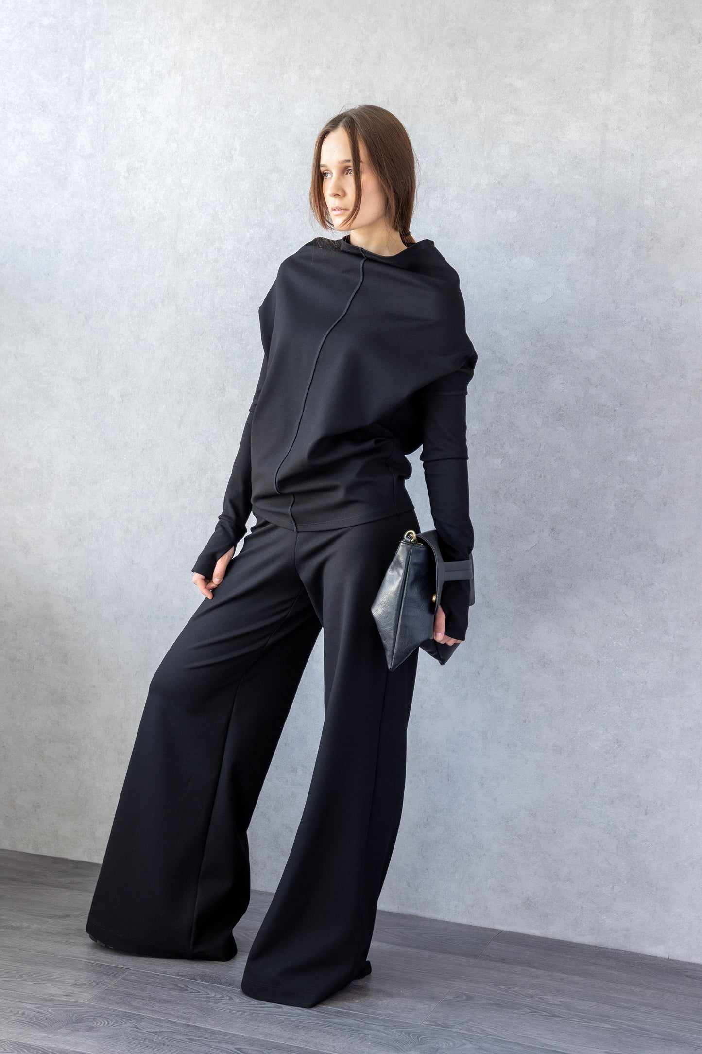 Flared Ponte di Roma Pants – Hidden Zipper, Soft Stretch Fabric, Elegant Fit