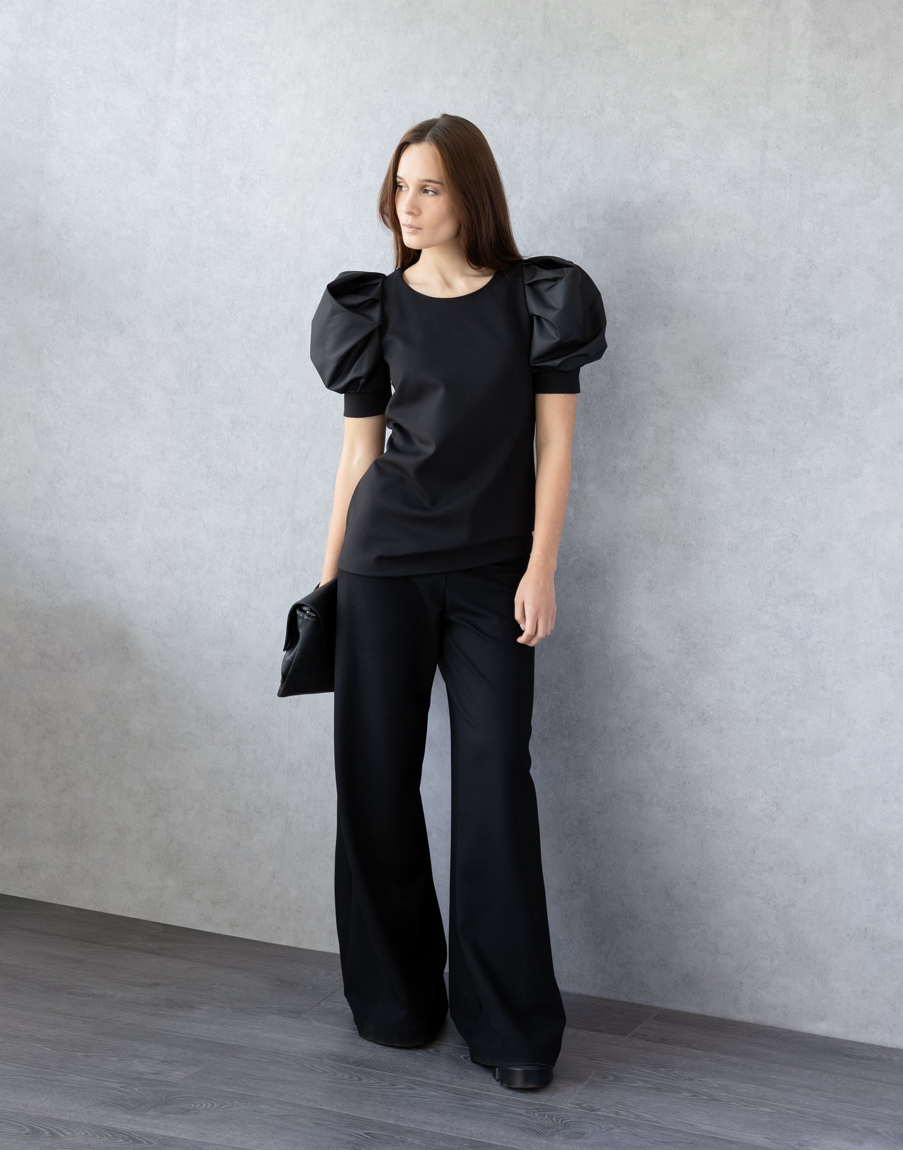 Black Blouse with Puff Sleeves