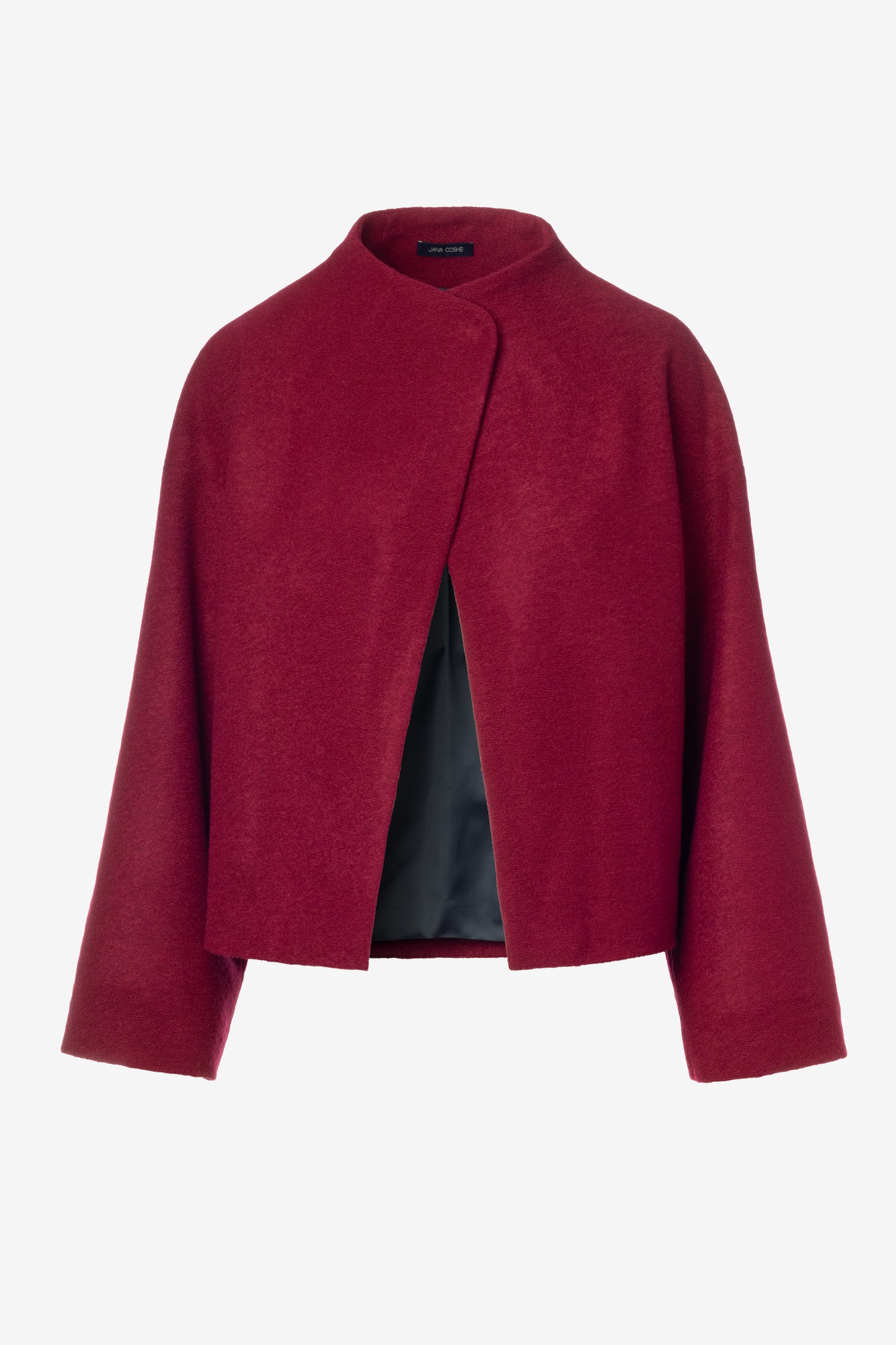 Wool Jacket – Short Single-Breasted Blazer in Burgundy