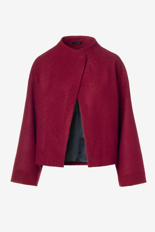 Wool Jacket – Short Single-Breasted Blazer in Burgundy