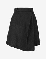 Black Olive Linen Shorts with Skirt Effect