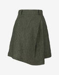 Dark Green Linen Shorts with Skirt Effect
