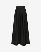 Black Olive Wide Leg Palazzo Trousers With Pleated Front
