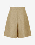 Gold Mustard High Waist Linen Pleated Shorts