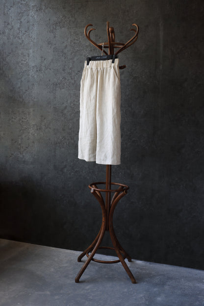 Linen Drop-Crotch Pants with Elastic Waist and Back Flap Detail – Handmade by Jana Coshe
