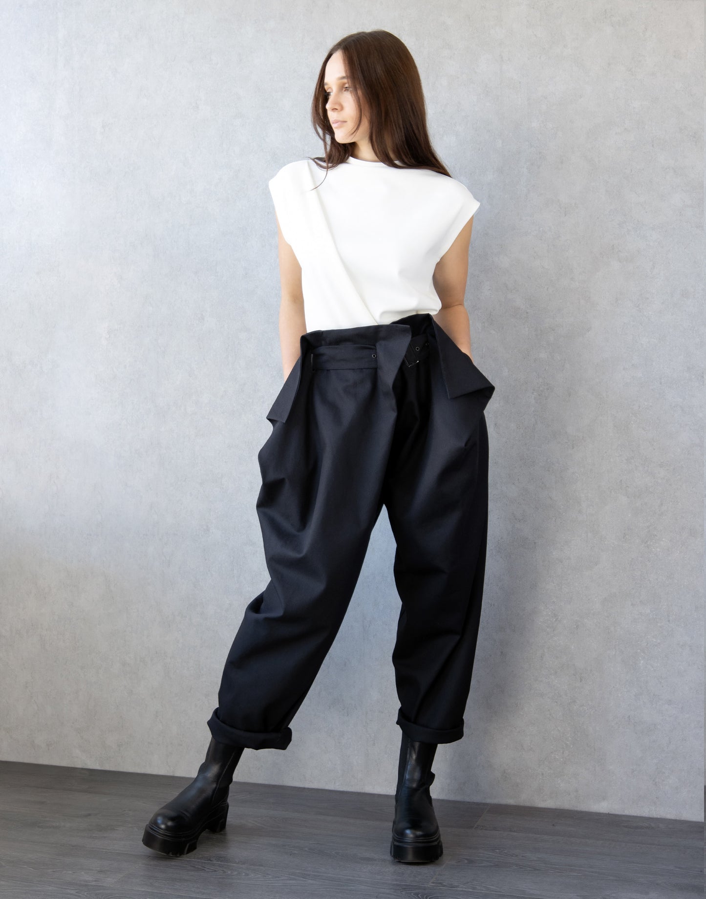 Statement Wide Leg Trousers with Sculptural Pleats