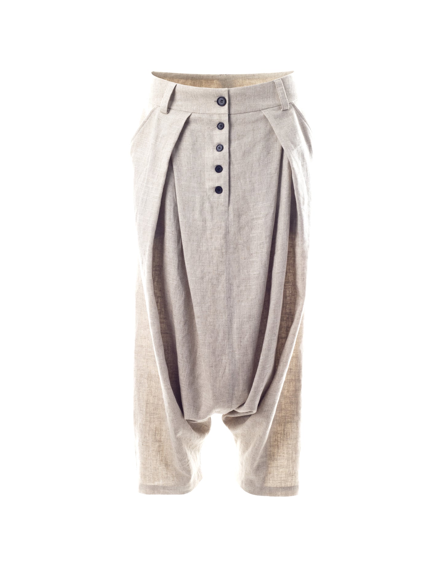 Natural Linen Harem Pants Ghost Front