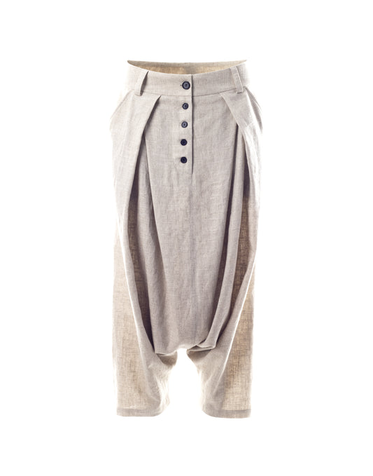 Natural Linen Harem Pants Ghost Front