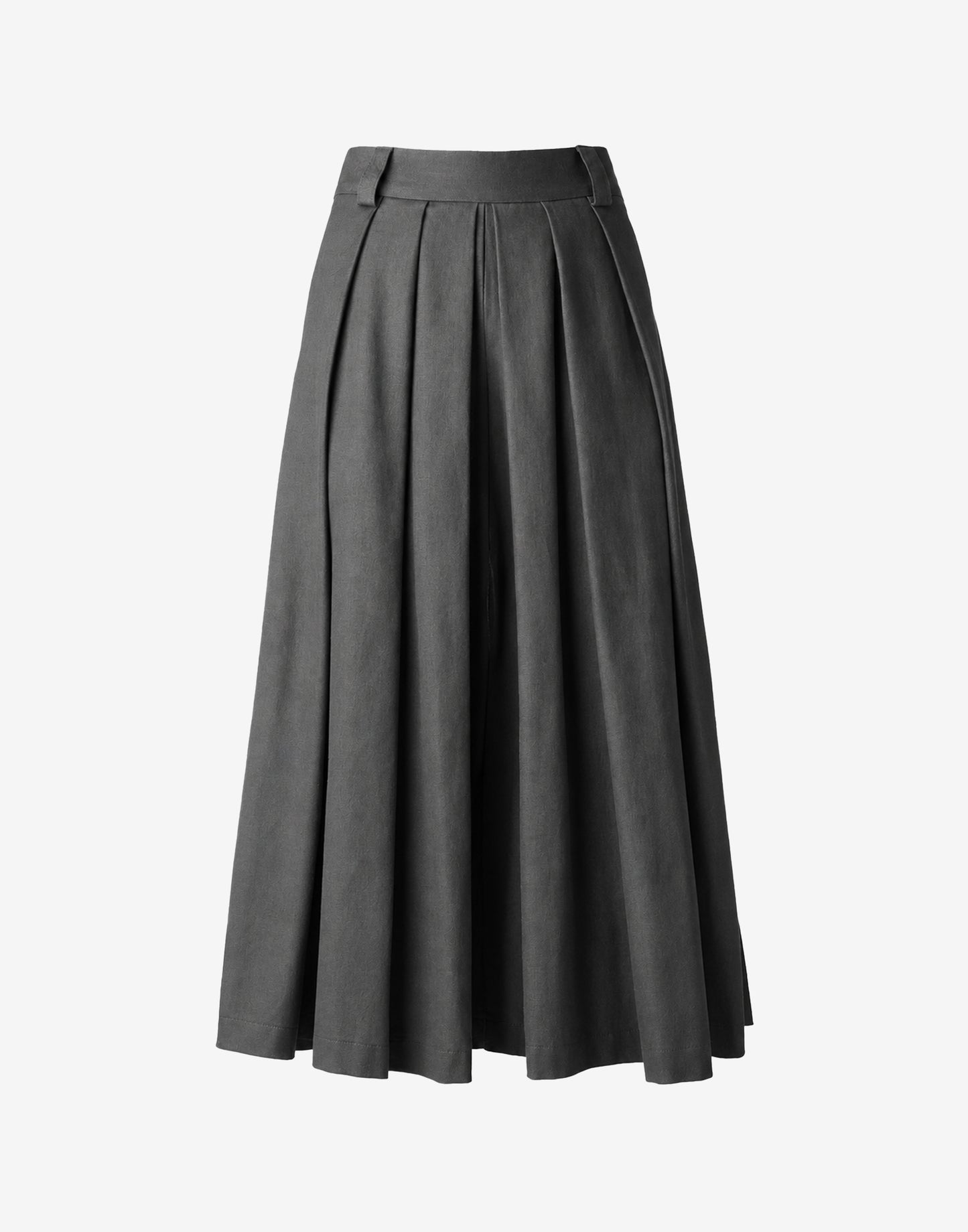Back view of black pleated skirt pants