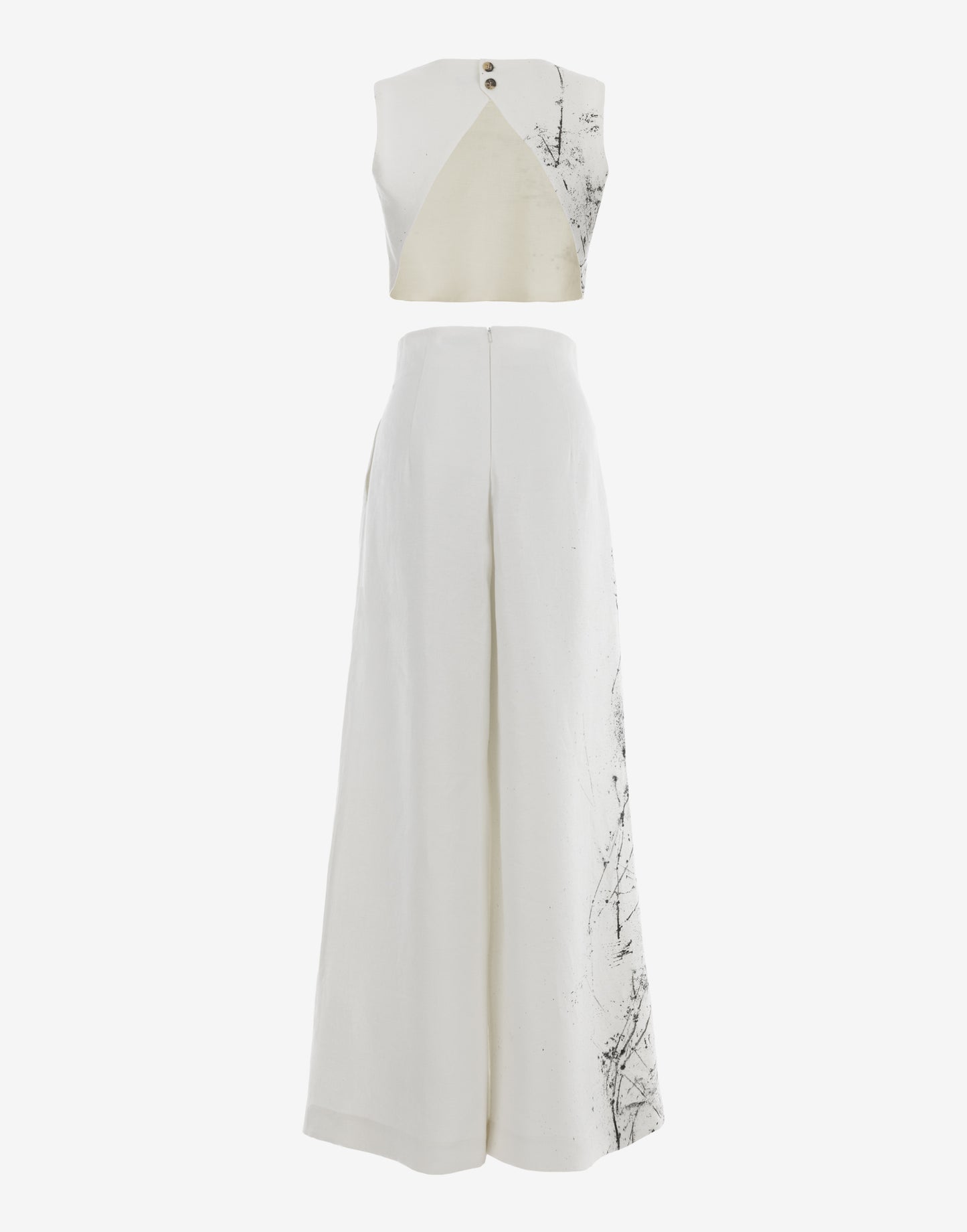 Hand Painted Linen Set With Open Back Top