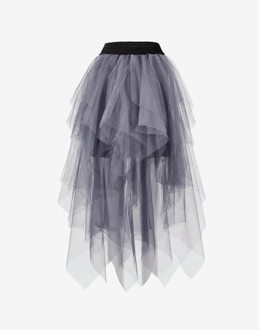 Gray Layered Tulle Skirt - Elegant Occasion Wear