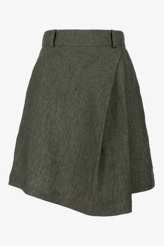 Linen Shorts with Skirt Effect