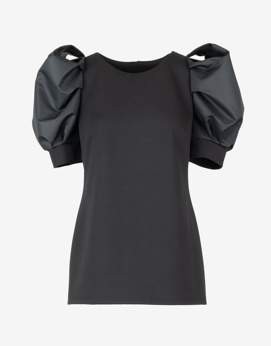 Black Puff Sleeve Blouse Ghost Front