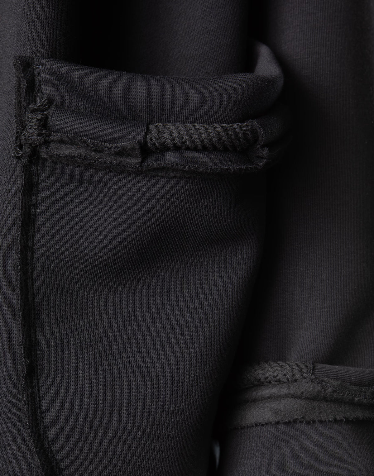 Black Hooded Long Cardigan with Asymmetric Draped Front
