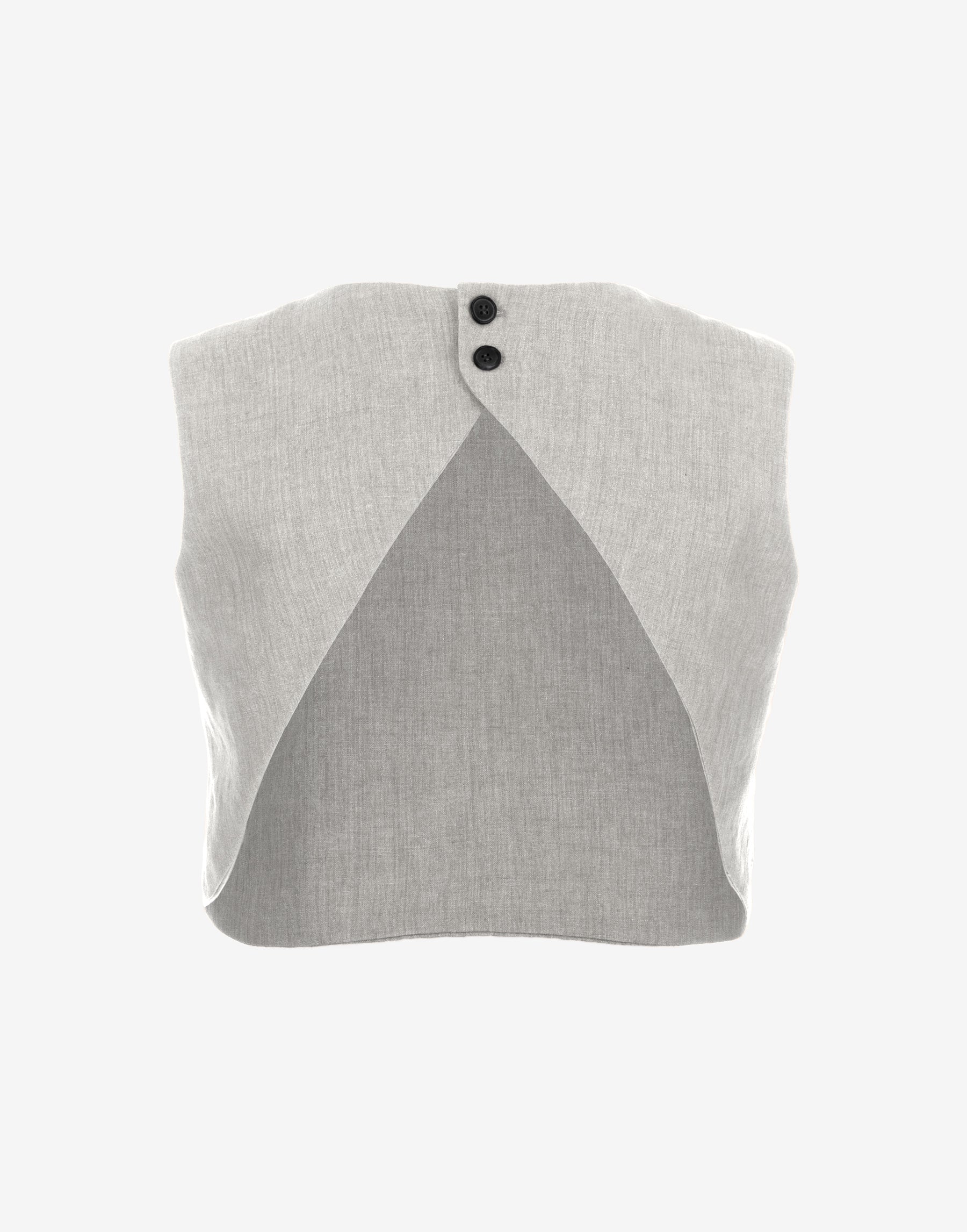 Natural Linen Crop Top Back