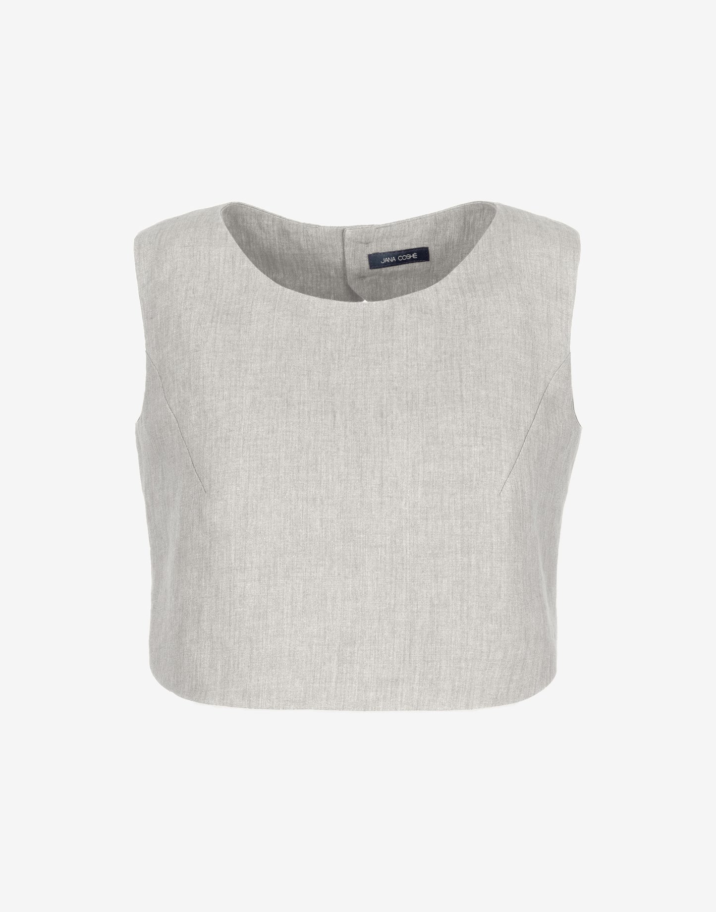 Natural Linen Crop Top Front