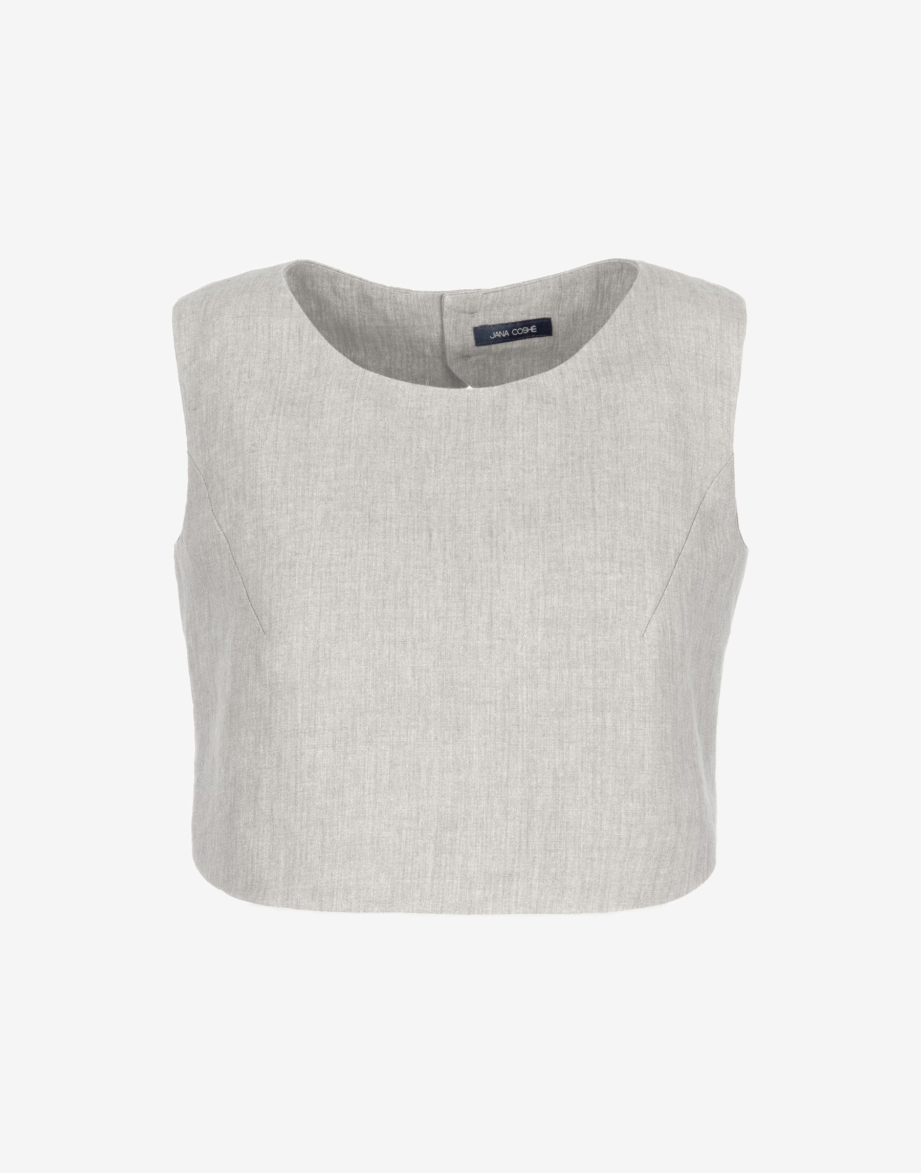 Natural Linen Crop Top Front