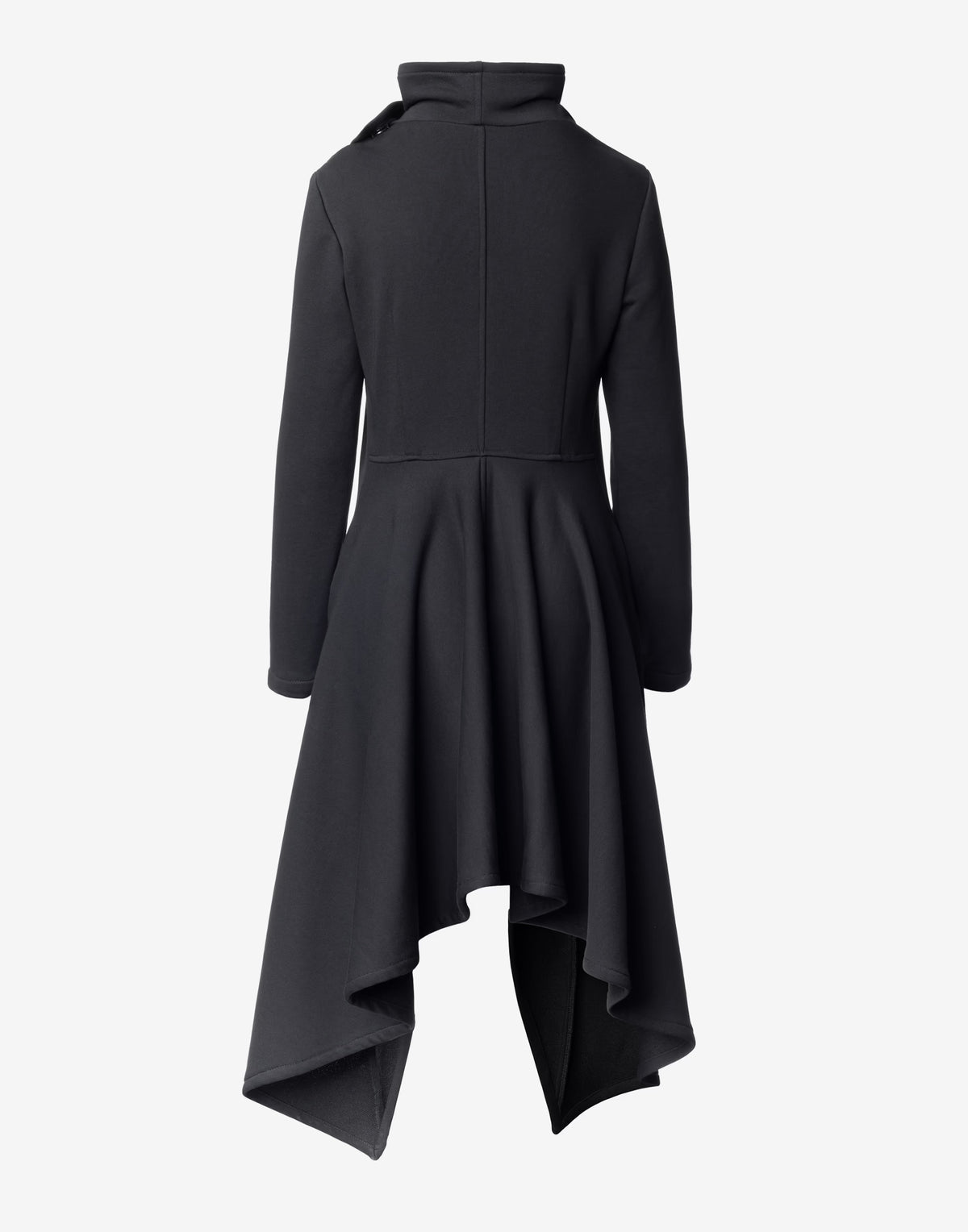 Black Asymmetric Coat with Sculptural Collar