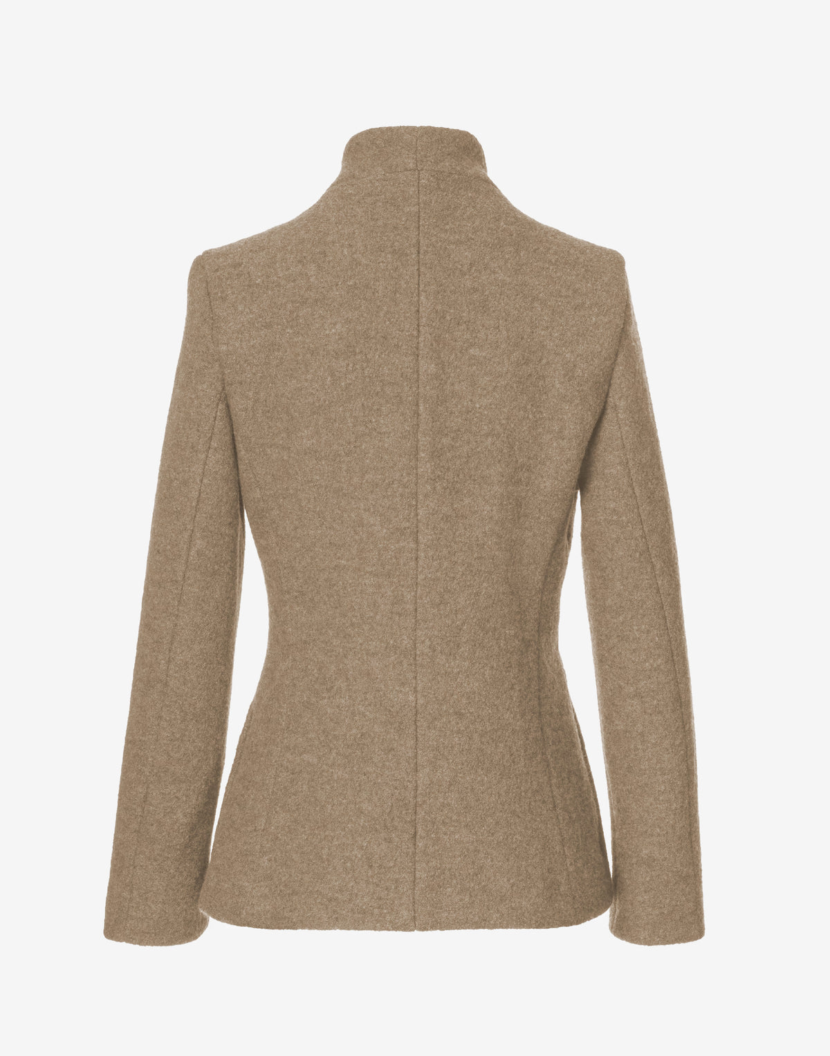 Brown Wool Jacket with Asymmetric Zip – Cropped Coat in Virgin Wool by Jana Coshe