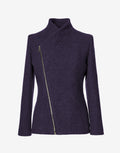 Purple Wool Jacket with Asymmetric Zip – Cropped Coat in Virgin Wool by Jana Coshe