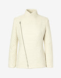 Ivory Wool Jacket with Asymmetric Zip – Cropped Coat in Virgin Wool by Jana Coshe