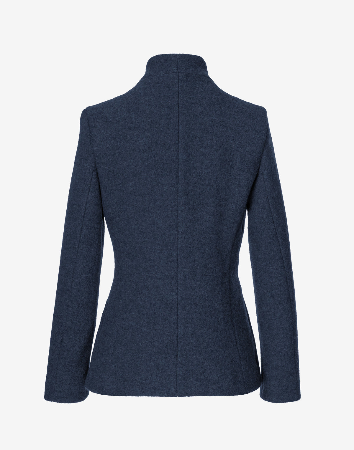 Petrol Wool Jacket with Asymmetric Zip – Cropped Coat in Virgin Wool by Jana Coshe