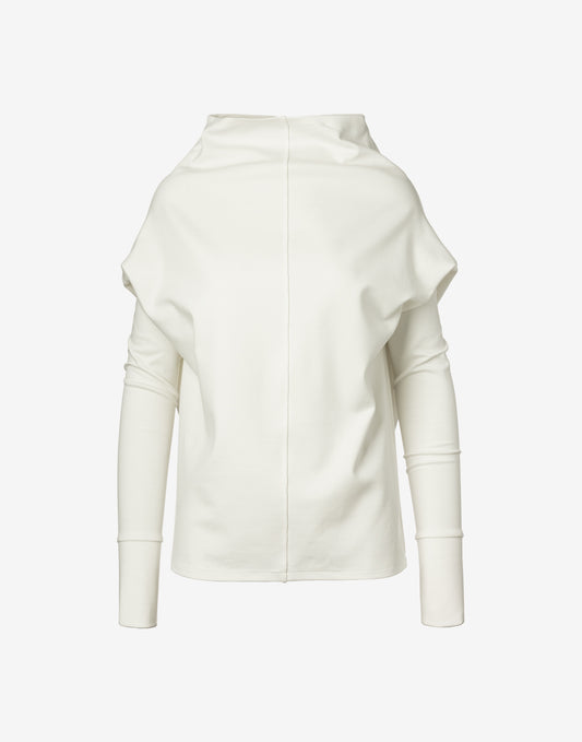 Ivory Sculptural Turtleneck Blouse Ghost Front