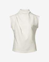 Ivory Cocktail Blouse – Minimalist High-Neck Event Top