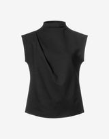 Black Cocktail Blouse – Minimalist High-Neck Event Top