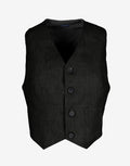 Black Olive Open Back Linen Vest With Horn Buttons