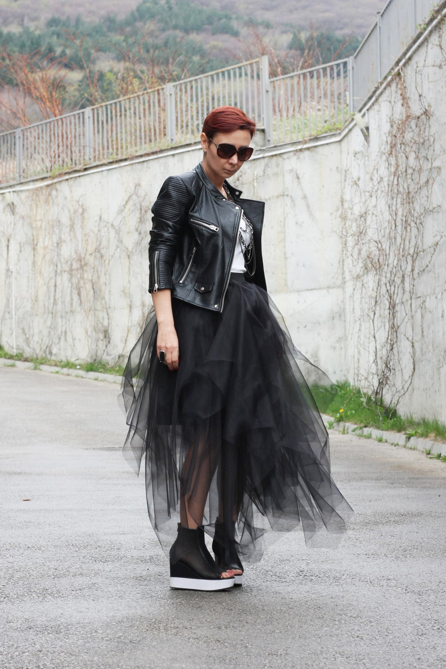 Asymmetric Tulle Skirt with Layers and Elastic Waist – Fully Lined